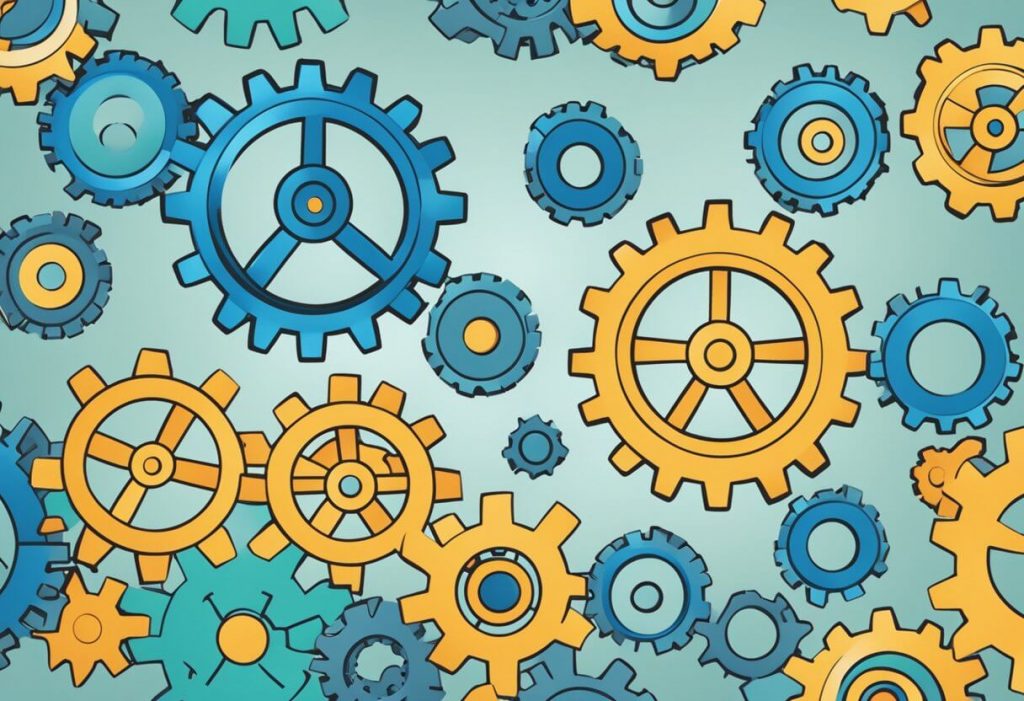 A group of interconnected gears turning smoothly